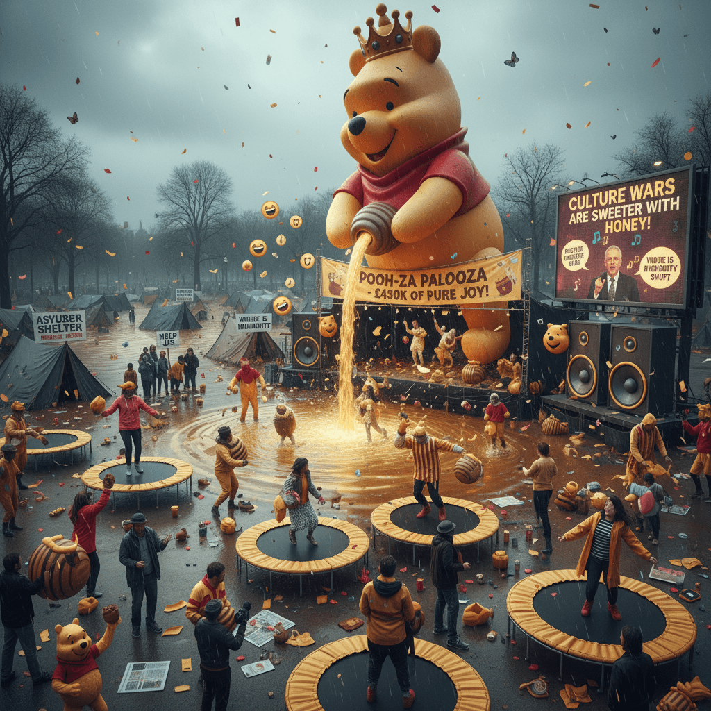 Town furious £450k Pooh party drowns out refugee shelter discourse