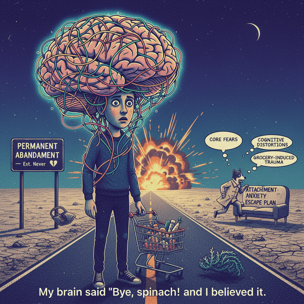 brain wired to catastrophize grocery runs into permanent abandonment