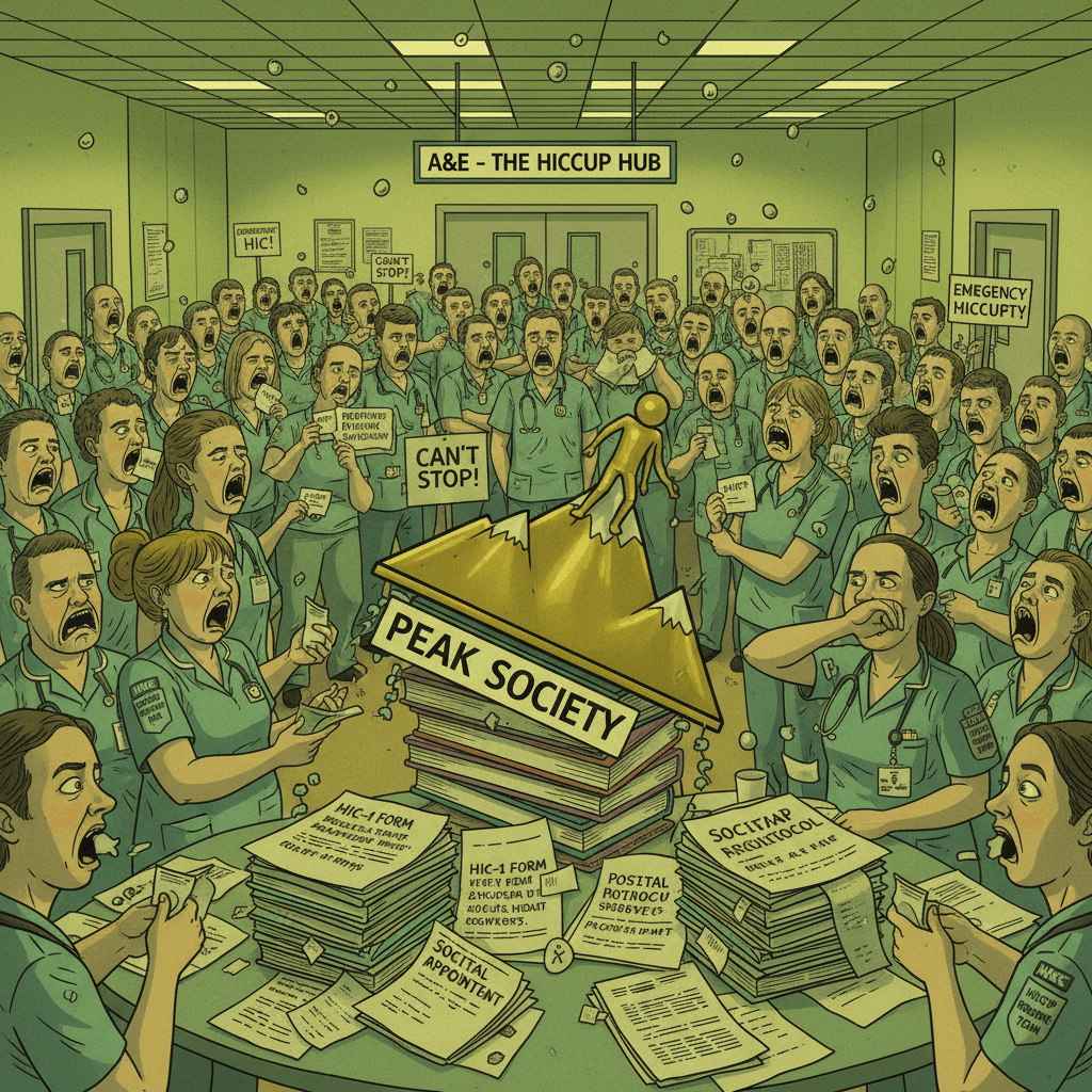 384 people went to A&E for hiccups, society has peaked