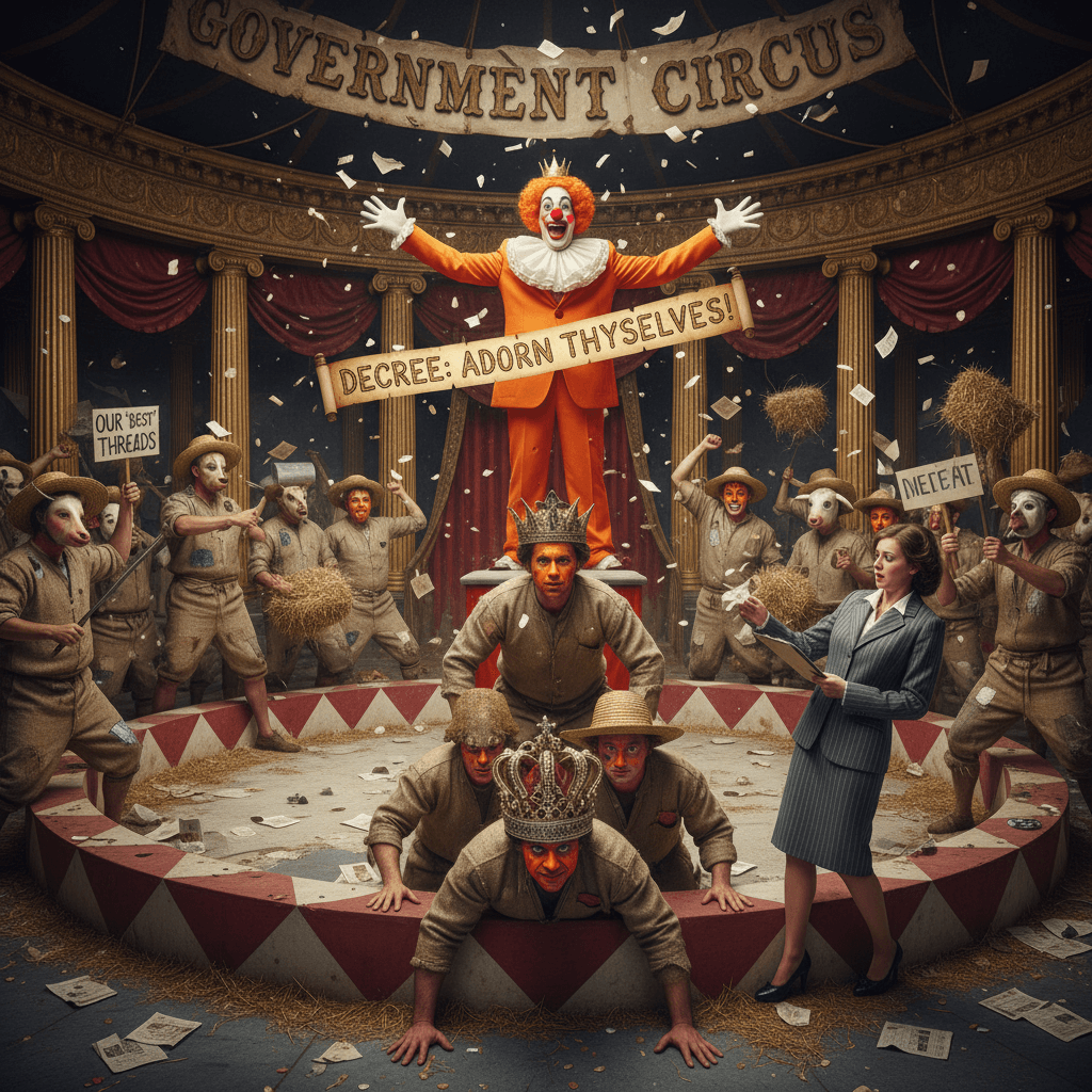 Secretary tells peasants to dress up, peasants respond with peasant energy