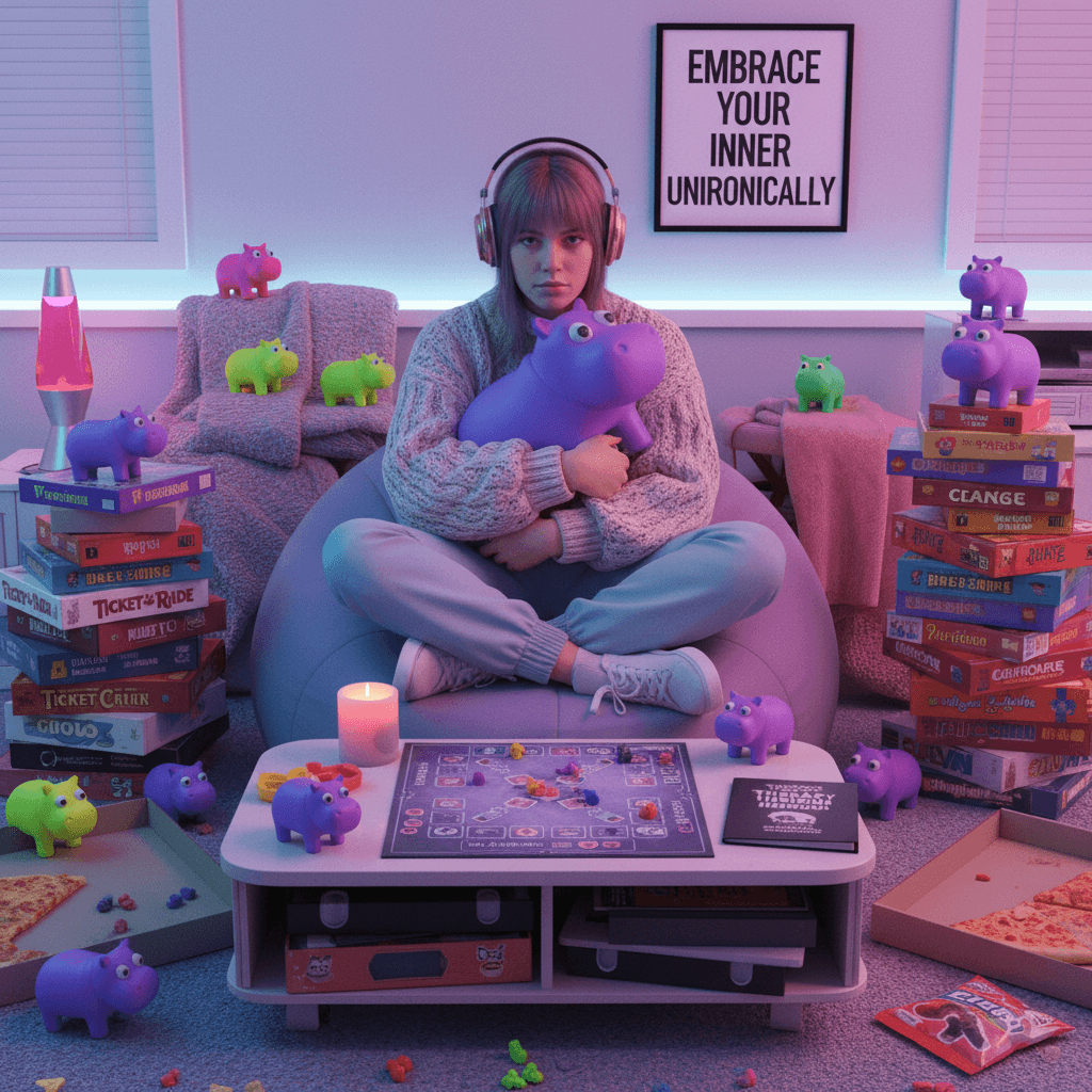 Unironically using plastic hippos as emotional support animal