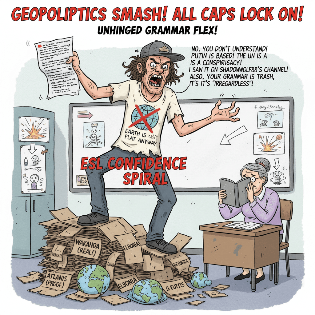 guy who learned english from youtube comments lectures teacher about geopolitics