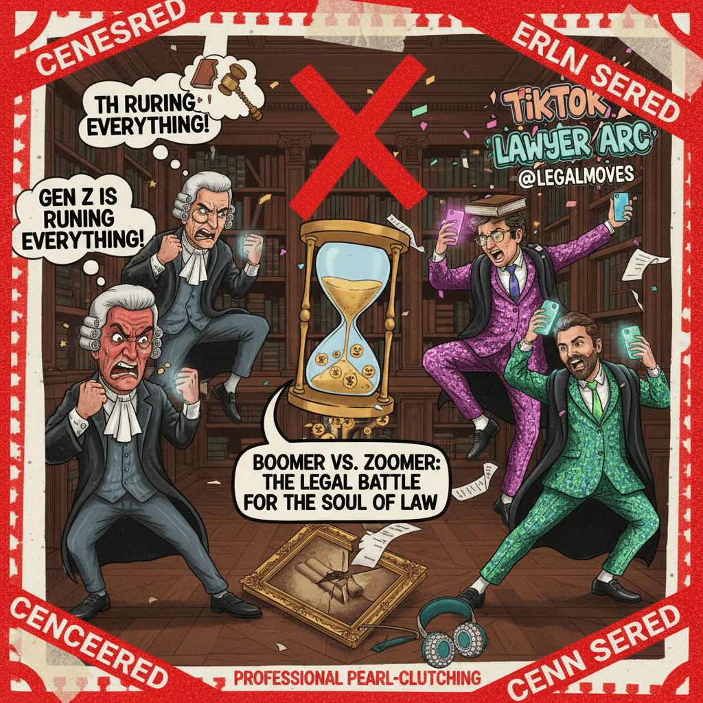 Old barristers mad @ dancing lawyers; chaos in the law library