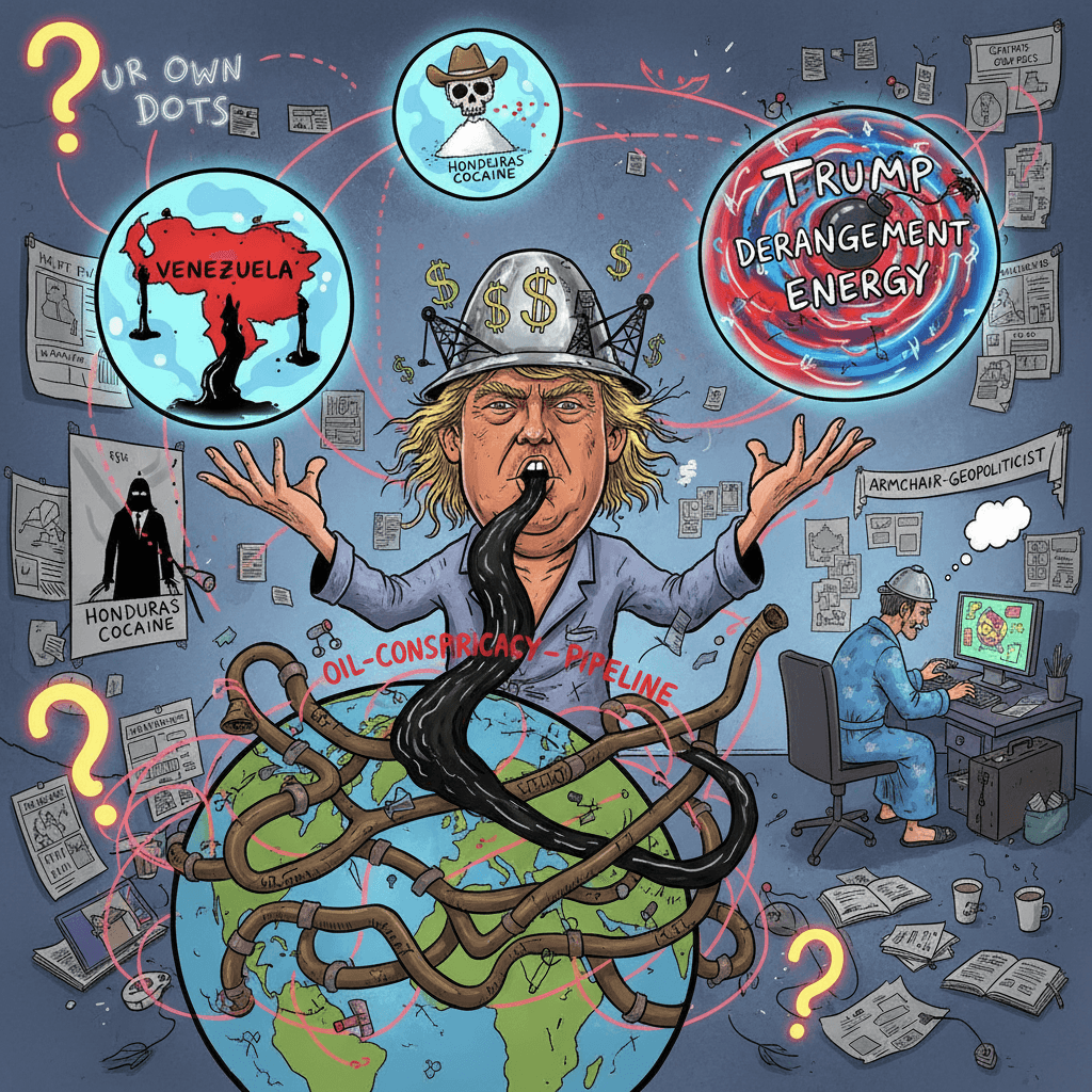 Trump bad because stupid, Venezuela oil, Honduras cocaine—connect ur own dots
