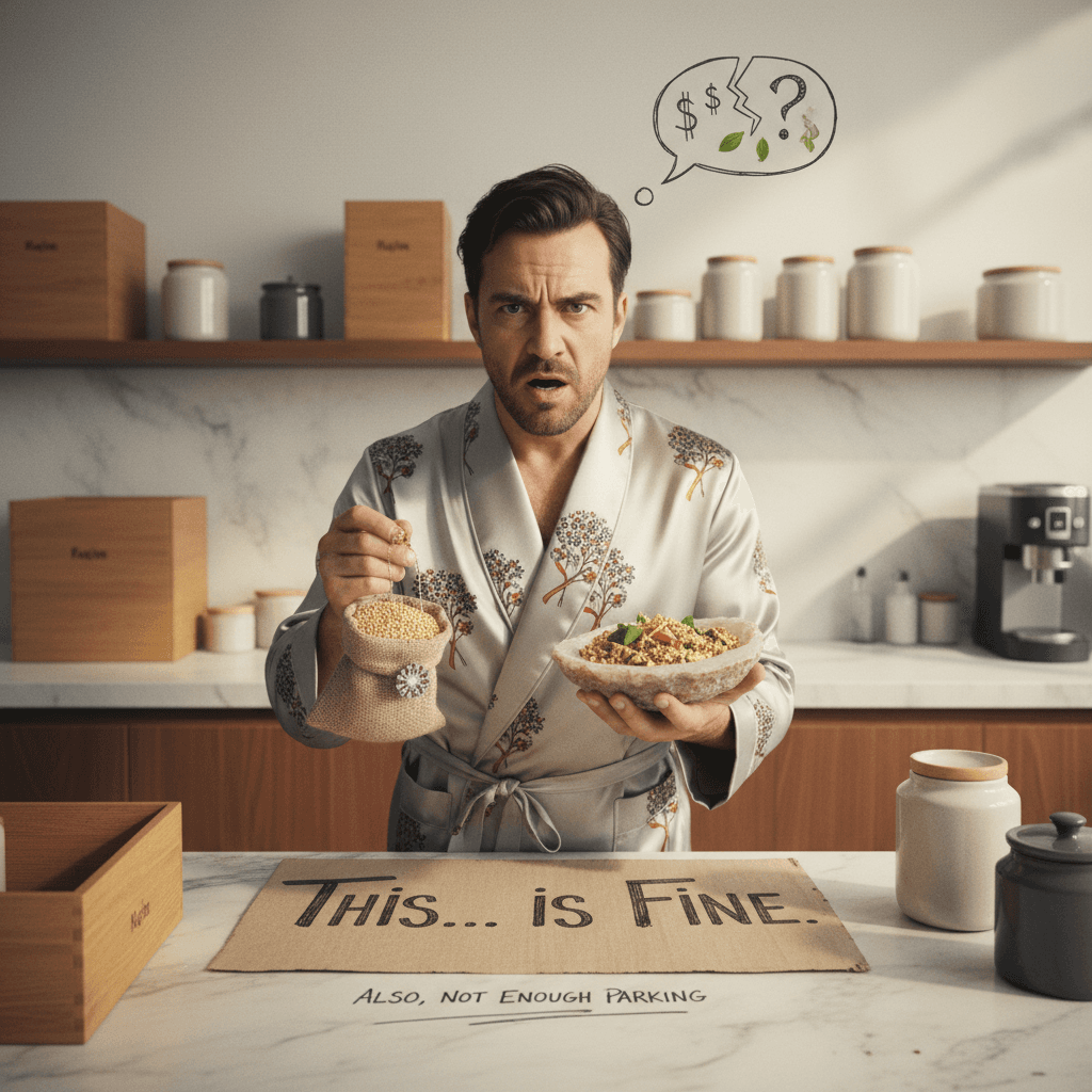 guy buys expensive quinoa, refuses to elaborate