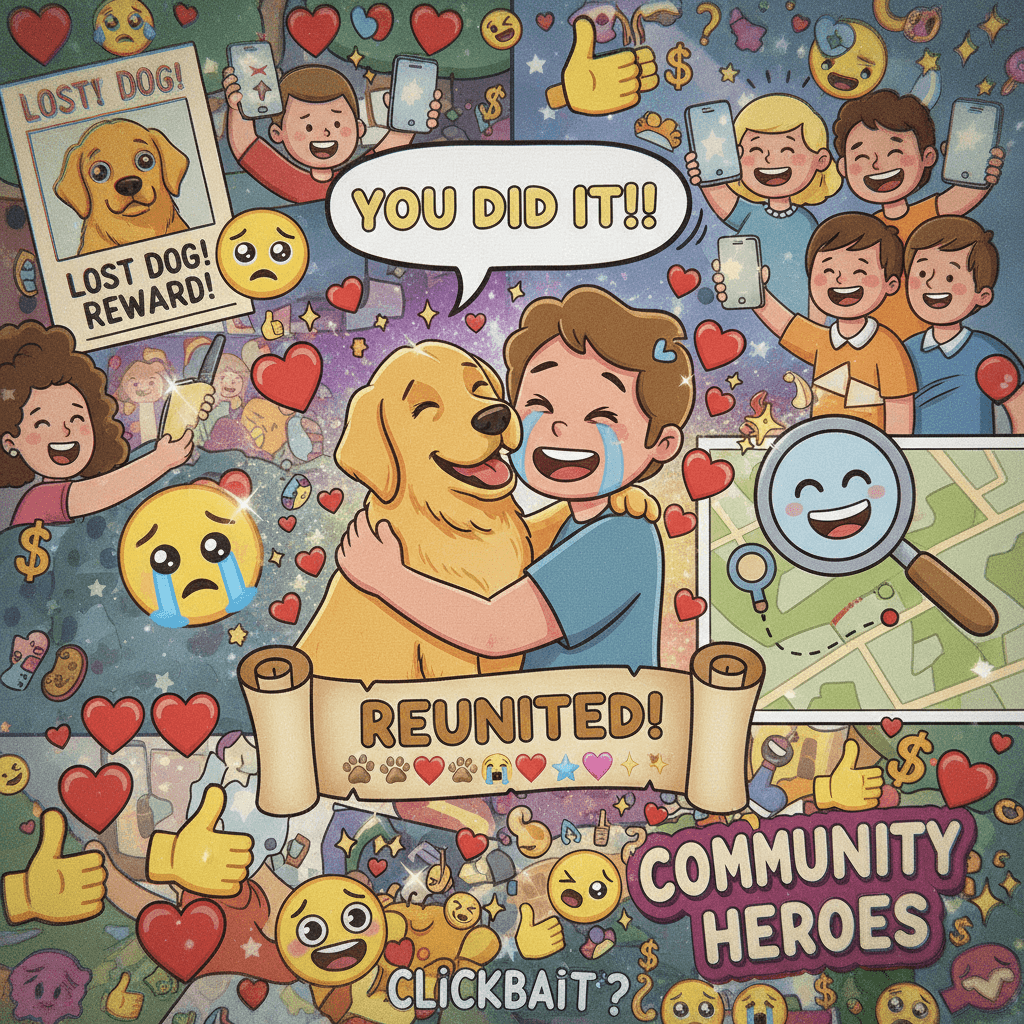 Mila found safe: heartwarming but emotionally manipulative pet post