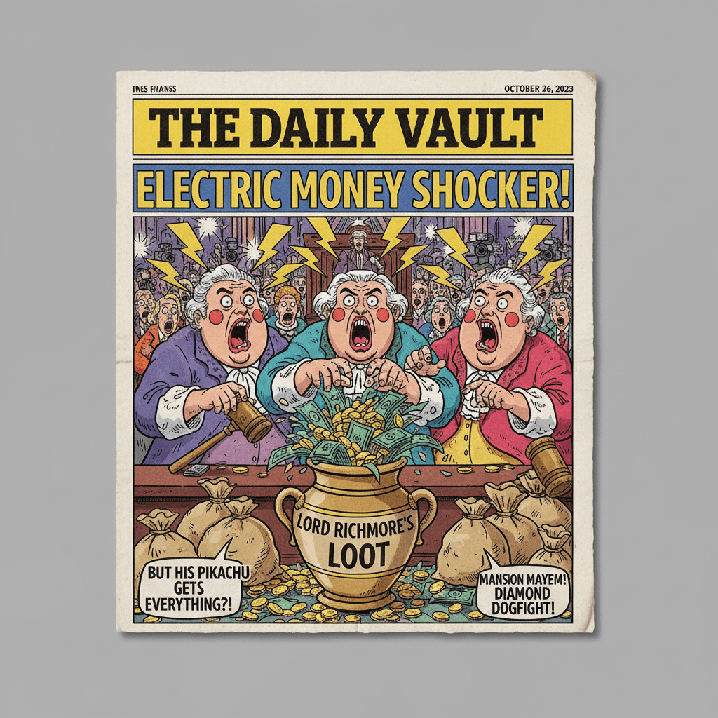 Rich people fighting over dead rich guy's money, shocked pikachu face