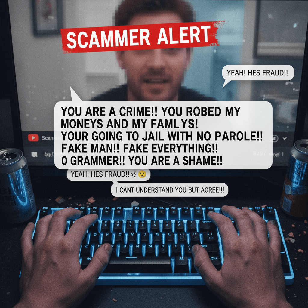 Barely literate rage-post accuses guy of crimes in all caps, 0/10 grammar