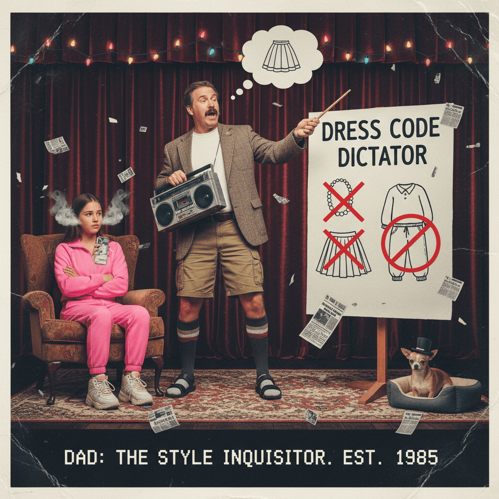 Dad performs elaborate skit to shame daughter's athleisure choices