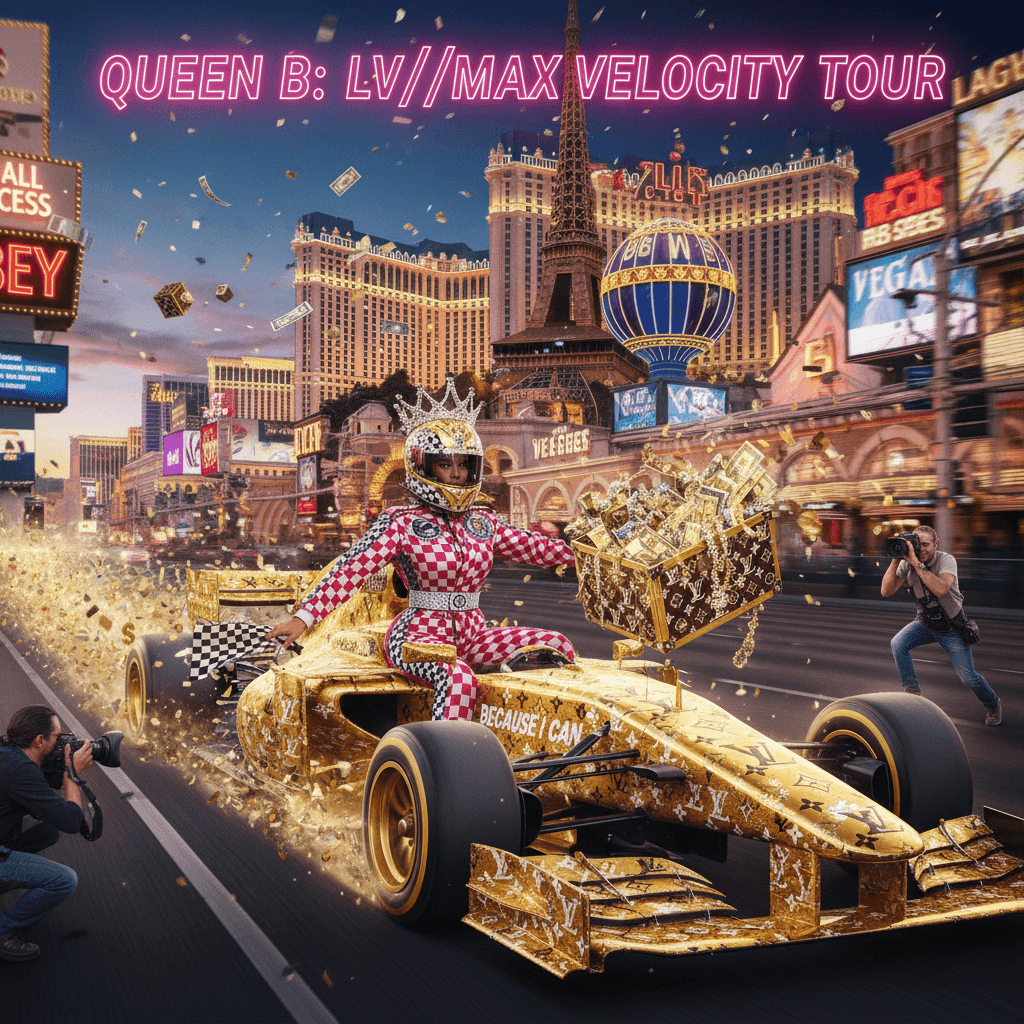 Beyoncé speedruns Vegas in Louis Vuitton, because why not